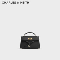 CHARLES & KEITH CHARLES&KEITH荔枝纹领结包手提斜挎小方包包女包2026新款生日礼物CK2-50701691 Black黑色 S