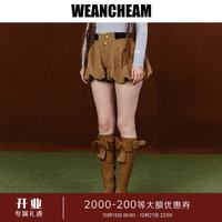 WEancheAM 未未姆 2026秋新款经典花苞裤女士复古高腰排扣短裤 驼色 M