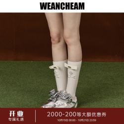 WEancheAM 未未姆 2026秋新款可拆卸蝴蝶结金币网面女复古德训鞋 银色 37