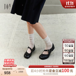 真美诗 Joy&peace）自由之丘2026秋季新款水洗牛皮复古皮鞋分趾玛丽珍鞋单鞋女 黑色 37