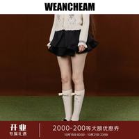 WEancheAM 未未姆 2026秋新款复古松弛蝴蝶结花瓣裙女层叠花边裙 黑色 L