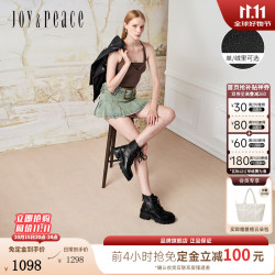 真美诗 Joy&peace）露思同款 甜酷派对冬季增高粗跟户外英伦马丁靴17588DD3 黑色(绒里) 37