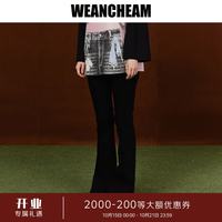 WEancheAM 未未姆 2026秋新款复古蝴蝶结微喇牛仔裤口袋点缀修身 黑色 M