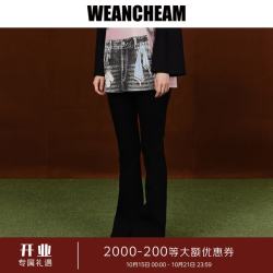 WEancheAM 未未姆 2026秋新款复古蝴蝶结微喇牛仔裤口袋点缀修身 黑色 M