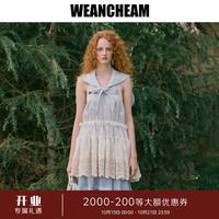 WEancheAM 未未姆  度假系列新款海军领露背连衣裙撞色 蓝色 S