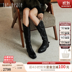 真美诗 Joy&peace）自然回响2026冬季新款旷野灵魂马术马皮骑士靴女61FC1DC6 黑色 37