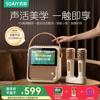 索爱 GC300proK歌麦克风话筒便携屏显歌词智能AI唱歌声卡一体音响