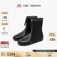 FOOT INDUSTRY 足下工业行迹短靴2026秋季新品百搭时尚女士靴子加绒保暖短靴 黑色 37
