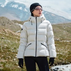 拓路者 保暖收腰显瘦修身女羽绒服冬季户外连帽羽绒外套