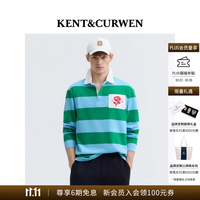 KENT&CURWEN 玫瑰系列26秋冬新品纯棉刺绣条纹男女款POLO衫 绿色系拼色A4 M (175/96A)
