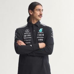 阿迪达斯 梅赛德斯AMG马石油F1车队运动长袖POLO衫男装秋季