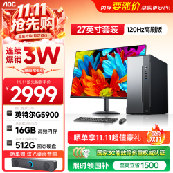 AOC 台式机高性能家用办公商用电脑主机荣光T260（英特尔G5900 16G 512G  三年上门）+27