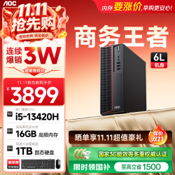 AOC 台式电脑商务办公迷你主机13代酷睿i5荣光T160(酷睿 i5-13420H+16G+1T SSD 三年上门)