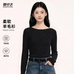 雪中飞 26女士精纺可机洗圆领百搭日常休闲羊毛衫W