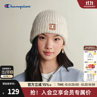 Champion 冠军针织帽26秋季新款大Clogo男女情侣休闲冷帽子潮流 米色 均码