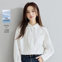 茵曼 通勤简约百搭长袖白衬衫女2026春秋款法式气质宽松别致衬衣