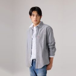 Levi's 26年秋季新款男士美式复古工装休闲风条纹衬衫