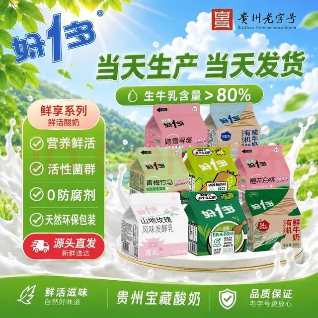 好一多 贵州200g*8盒装 低温新鲜酸奶组合装 源头直发