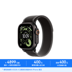 苹果 Watch Ultra 3 智能手表 GPS+蜂窝版 49mm 黑色钛金属表壳 木炭色野径回环表带 M/L