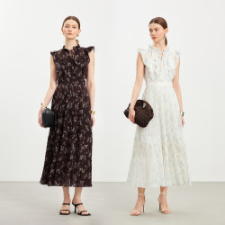 VERO MODA 连衣裙2026夏秋新款荷叶边收腰印花茶歇裙32627A017