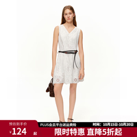 独束 女装 薄雾少女】蕾丝V领背心连衣裙春季修身显瘦无袖A字裙 栀子白 L （尺码：2）