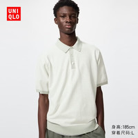 优衣库 可机洗针织polo衫/短袖条纹男装女装485611 02 浅灰色 3XL