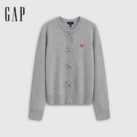 盖璞Gap女装秋季logo花体刺绣宽松针织开衫休闲上衣887066 红色 M (165/88A)亚洲尺码
