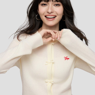 Gap 盖璞 887066 logo花体刺绣宽松针织开衫 象牙白 M