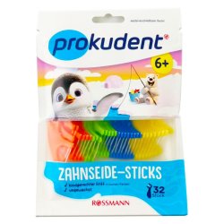 prokudent 儿童牙线棒6岁以上适用32支装有效清洁牙缝德国超市同款