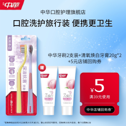 中华牙膏 中华去渍净白牙刷*2 清氧牙膏20g*2