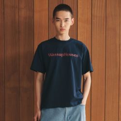 WASSUPHOUSE 基础单排LOGO短袖T恤男2025新款宽松男女同款潮牌t恤