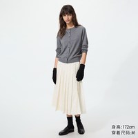 优衣库 雪纺打褶中裙/优衣库女装半身裙裙子488811