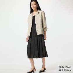 优衣库 雪纺打褶中裙/优衣库女装半身裙裙子487996