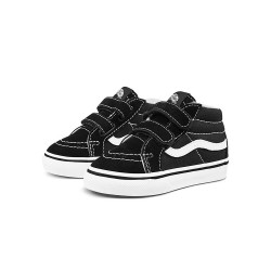 VANS 童鞋官方 SK8-Mid V黑色易穿魔术贴小童板鞋运动鞋