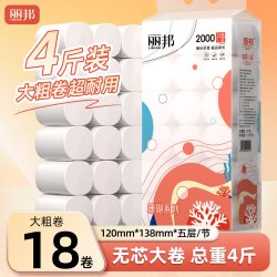 丽邦 卷纸约5斤卫生纸家用实惠装厕纸手纸无芯卷筒纸厕所专用纸巾