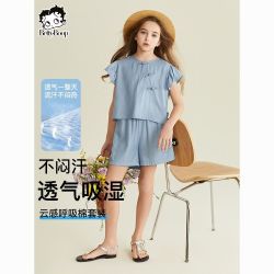 贝蒂 童装女童夏季时尚短袖裤子牛仔套装2026年新品儿童洋气两件套