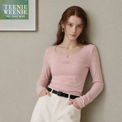 TEENIE WEENIE 小熊秋季修身内搭打底衫T恤女 浅粉色