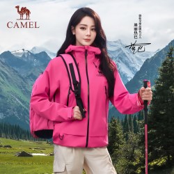 骆驼 潜水蓝彩壳冲锋衣三合一女2026新款防水户外旅游登山服外套男