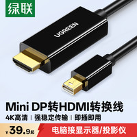绿联 minidp线转hdmi线4k连接显示器电脑电视HDMI线投屏稳定高清
