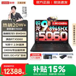 联想 拯救者R7000P 2025 16英寸电竞游戏本电脑(锐龙9 8945HX 16G 1T RTX5060 2.5K 240Hz)
