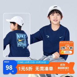 耐克 100%纯棉 藏青蓝 160/80 儿童长袖T恤