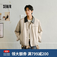 森马 复古领拼皮 男士夹克 卡其50601 L