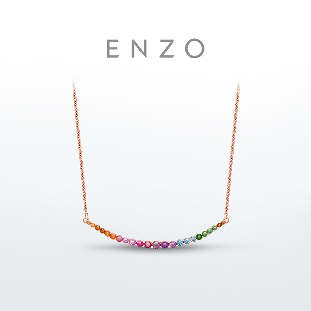 ENZO 微笑彩虹 18K金多彩宝石项链女EZV2515悦己送礼