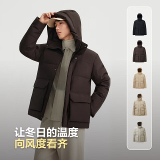 波司登 90绒加厚 宽松 男士连帽羽绒服