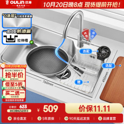 欧琳 厨房水槽大单槽洗菜盆单槽台下盆304不锈钢洗碗槽JD657-B