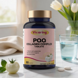 VICARING PQQ胶原蛋白肽白番茄亚精胺线粒体焕颜美氧化90片1瓶