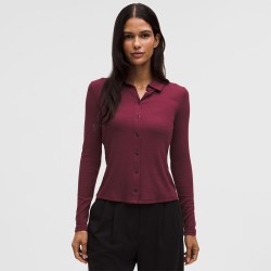 lululemon Hold Tight 女士紧身剪裁带领长袖衬衫丨lululemon丨LW3IA5S