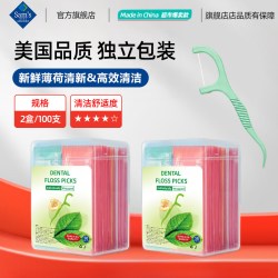 GISSO 薄荷味双线护理牙线棒装家庭超细牙签线剔牙棒家庭装