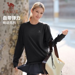 骆驼 运动正肩T神棉感长袖抗菌舒适透气T恤男女通用日常简约上衣