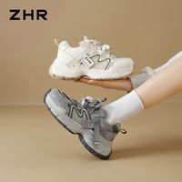 则则 厚底老爹鞋女2026春季新款拼色潮流运动休闲鞋 米色 37